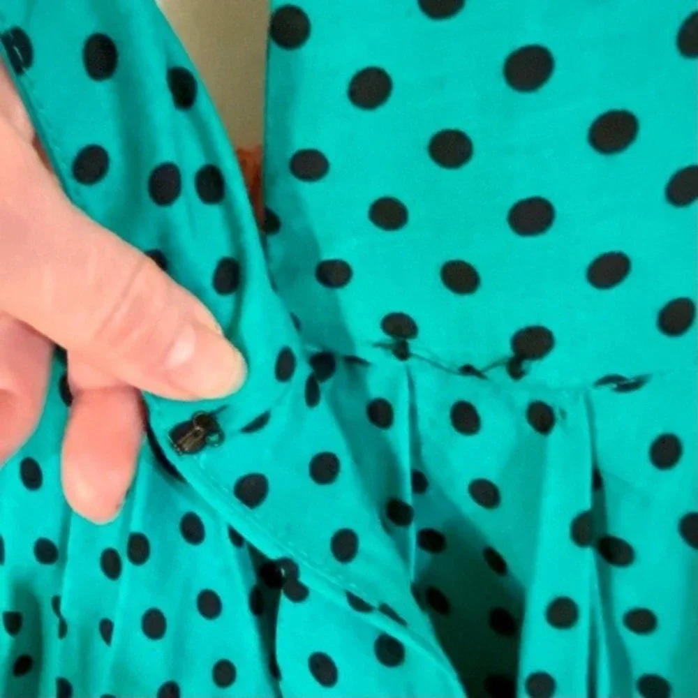 π Vintage Kwai 80βs Polka Dot Blazer w/Ascot - Picture 4 of 8